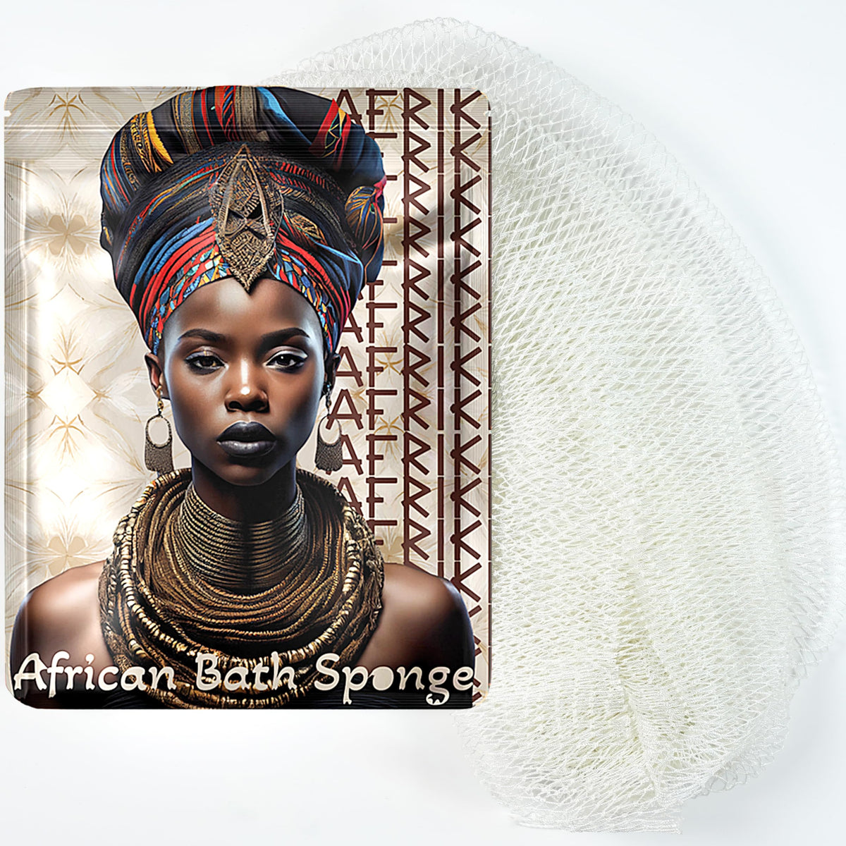 AFRIKI African Net Sponge front view in white cream