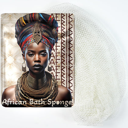 AFRIKI African Net Sponge front view in white cream