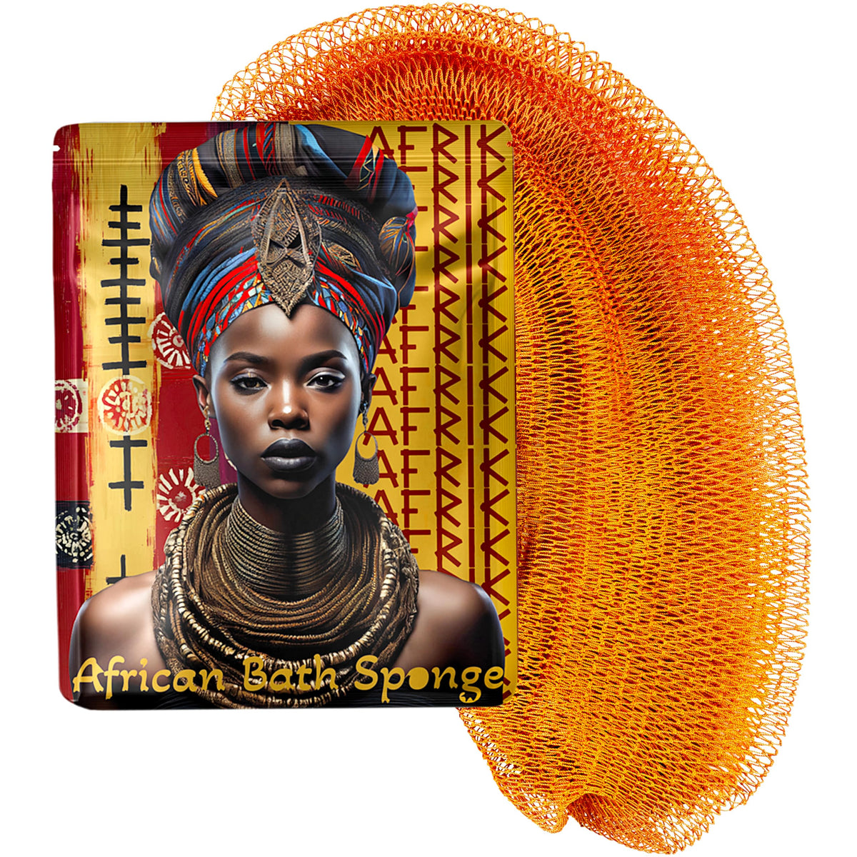 AFRIKI African Net Sponge in mustard colour front view