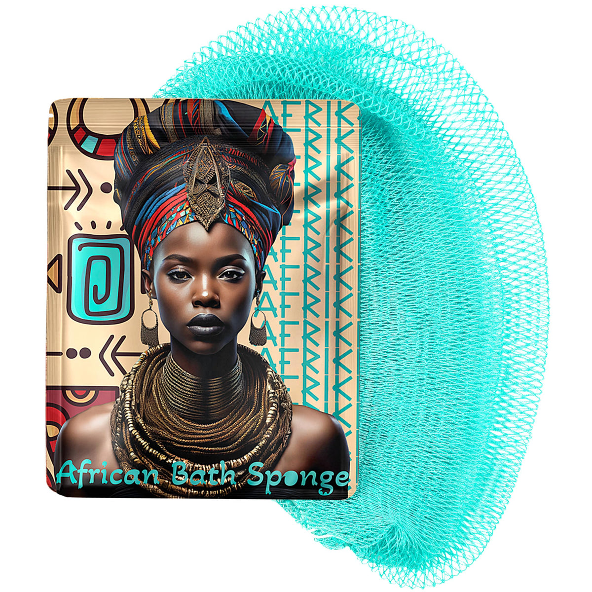 AFRIKI African Net Sponge in turquoise color front view