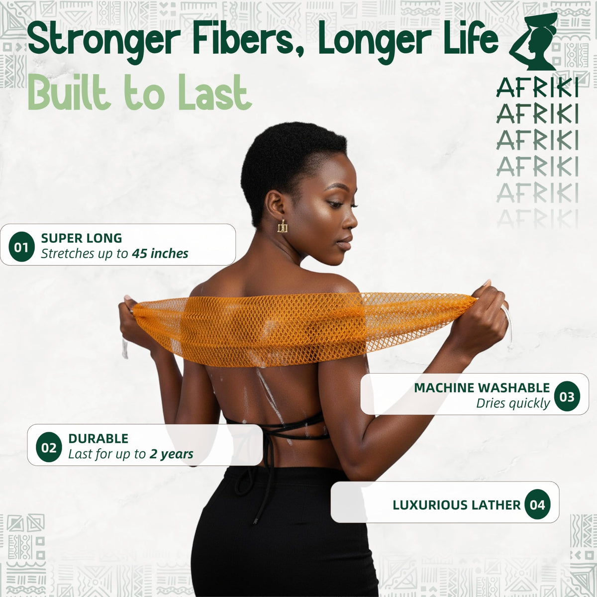 AFRIKI African Net Sponge in use during a shower
