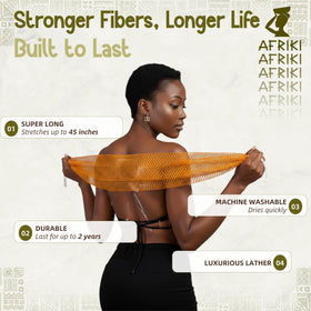 AFRIKI African Net Sponge in use during a shower