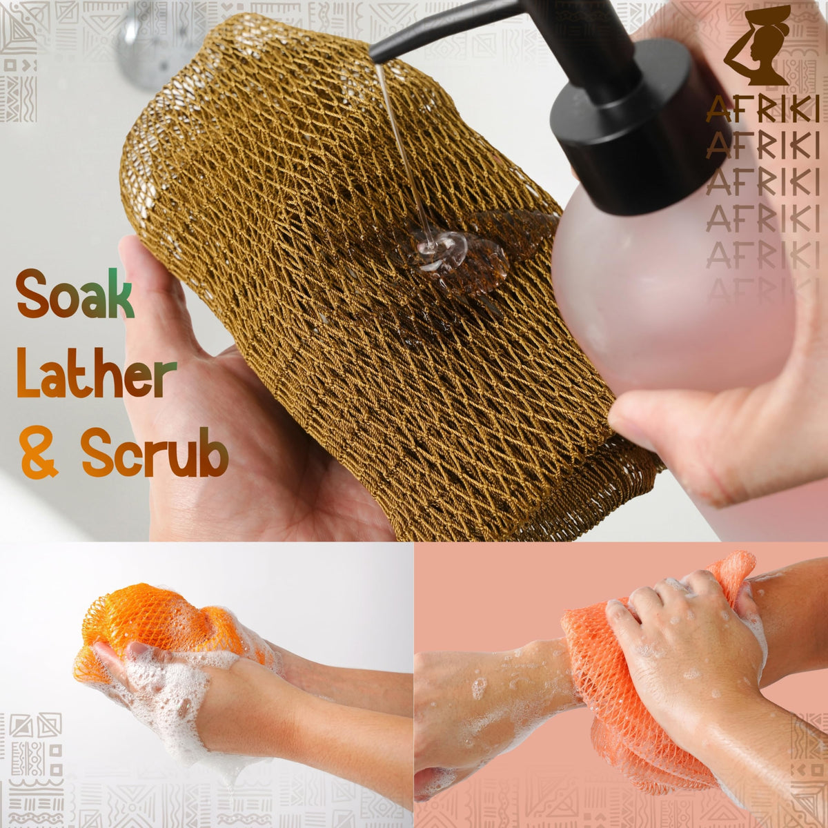 AFRIKI African Net Sponge with packaging details