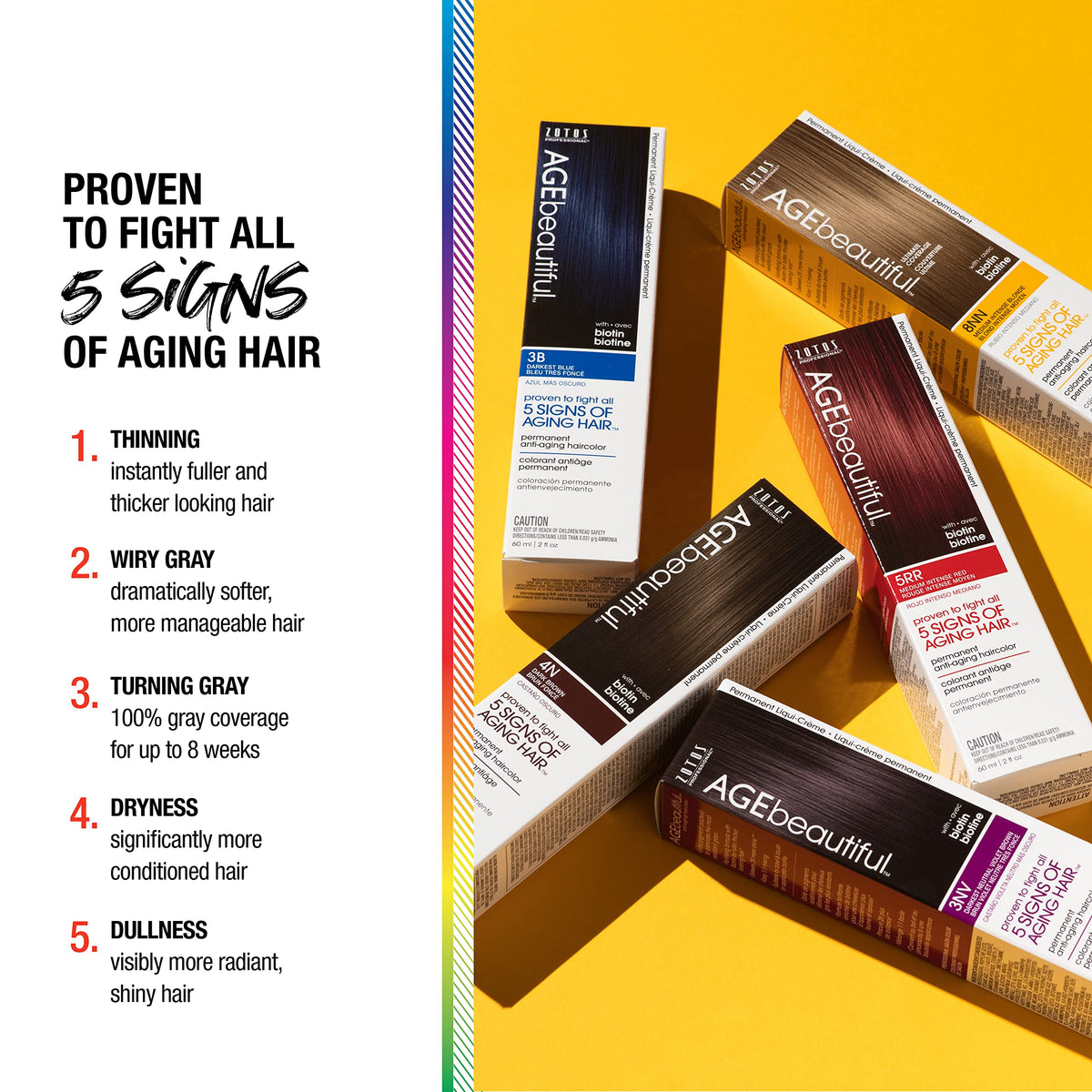 AGE beautiful hair dye application process with vibrant results