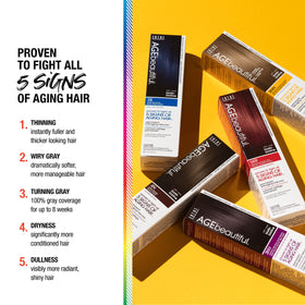AGE beautiful hair dye application process with vibrant results