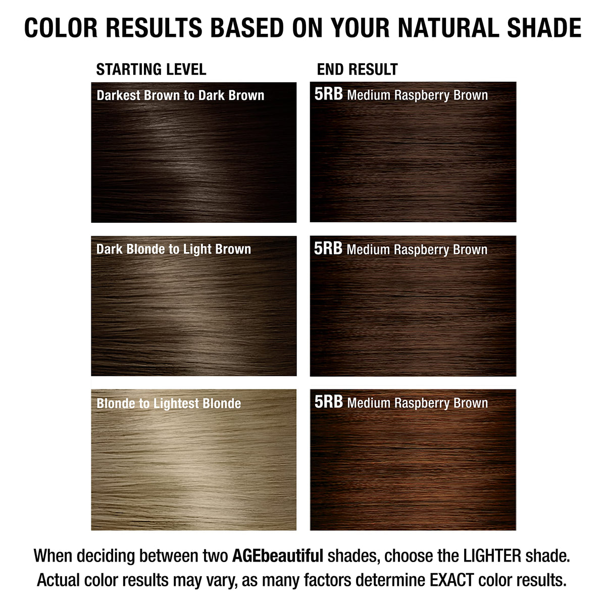 AGE beautiful hair dye shade chart