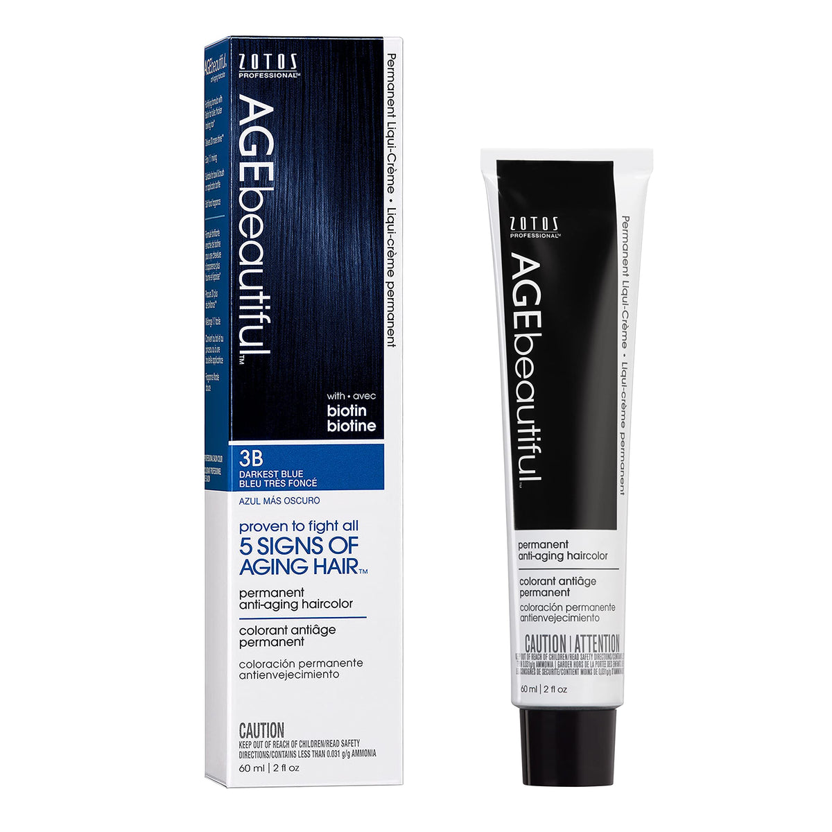 AGE beautiful Permanent Hair Dye 3B Darkest Blue front view with packaging
