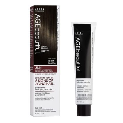 AGE beautiful Permanent Hair Dye 3NN Darkest Intense Brown packaging front view