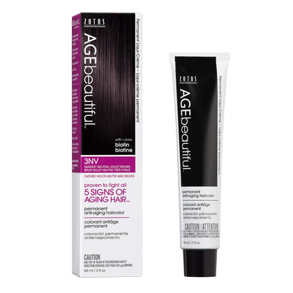 AGE beautiful Permanent Hair Dye 3NV Darkest Neutral Violet Brown front view