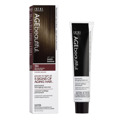 AGE beautiful Permanent Hair Dye 5N Medium Brown front view