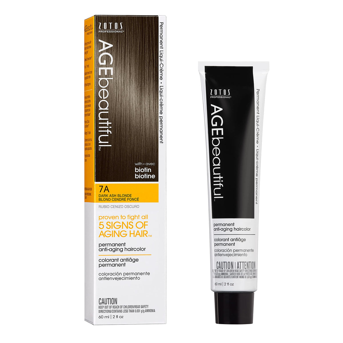 AGE beautiful Permanent Hair Dye 7A Dark Ash Blonde packaging front view