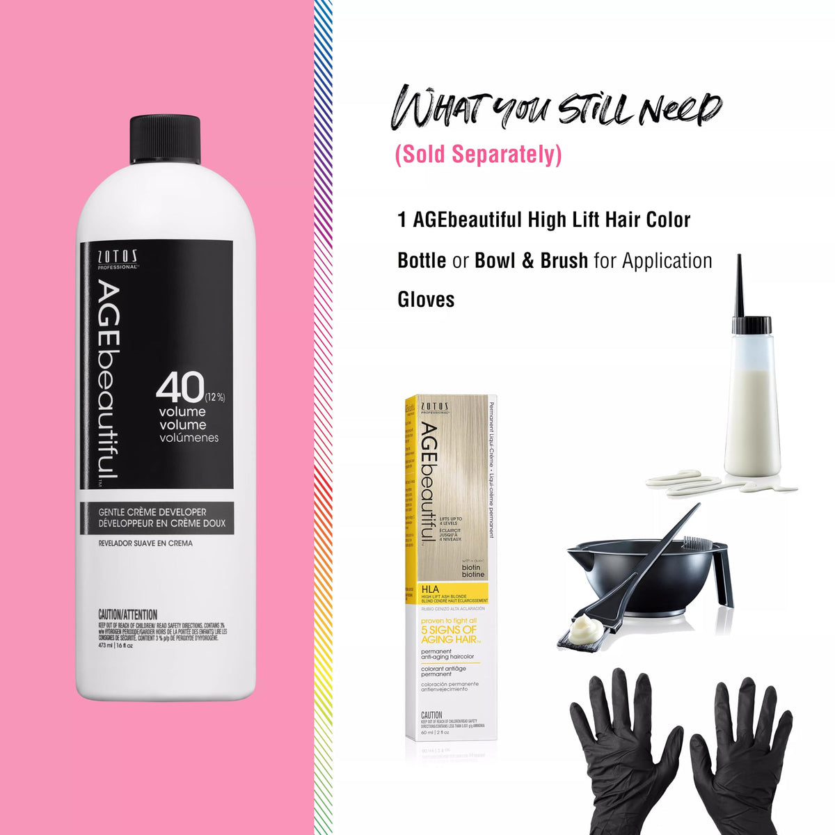 AgeBeautiful 40 Volume Hair Developer with mixing bowl and brush