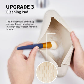AGIKET Silicone Makeup Brush Holder in travel bag setting