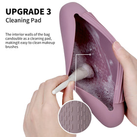 AGIKET Silicone Makeup Brush Holder open with brushes