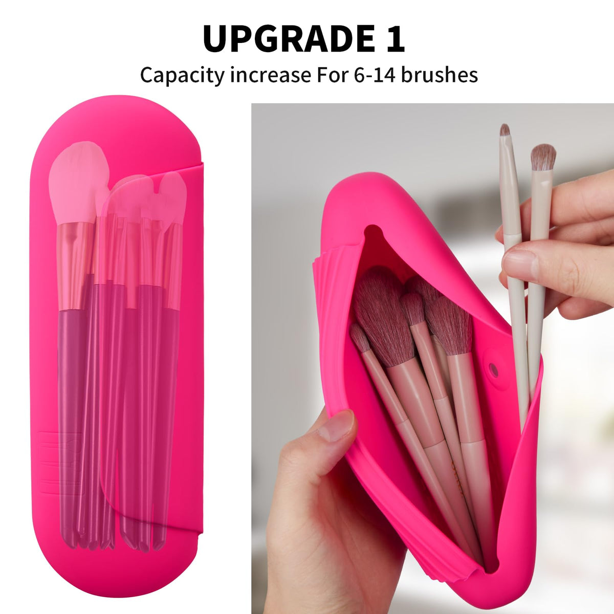 AGIKET silicone makeup brush holder side view with brushes