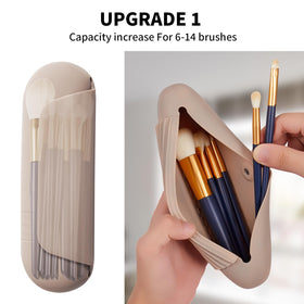 AGIKET Soft Silicone Makeup Brush Holder in blue side view