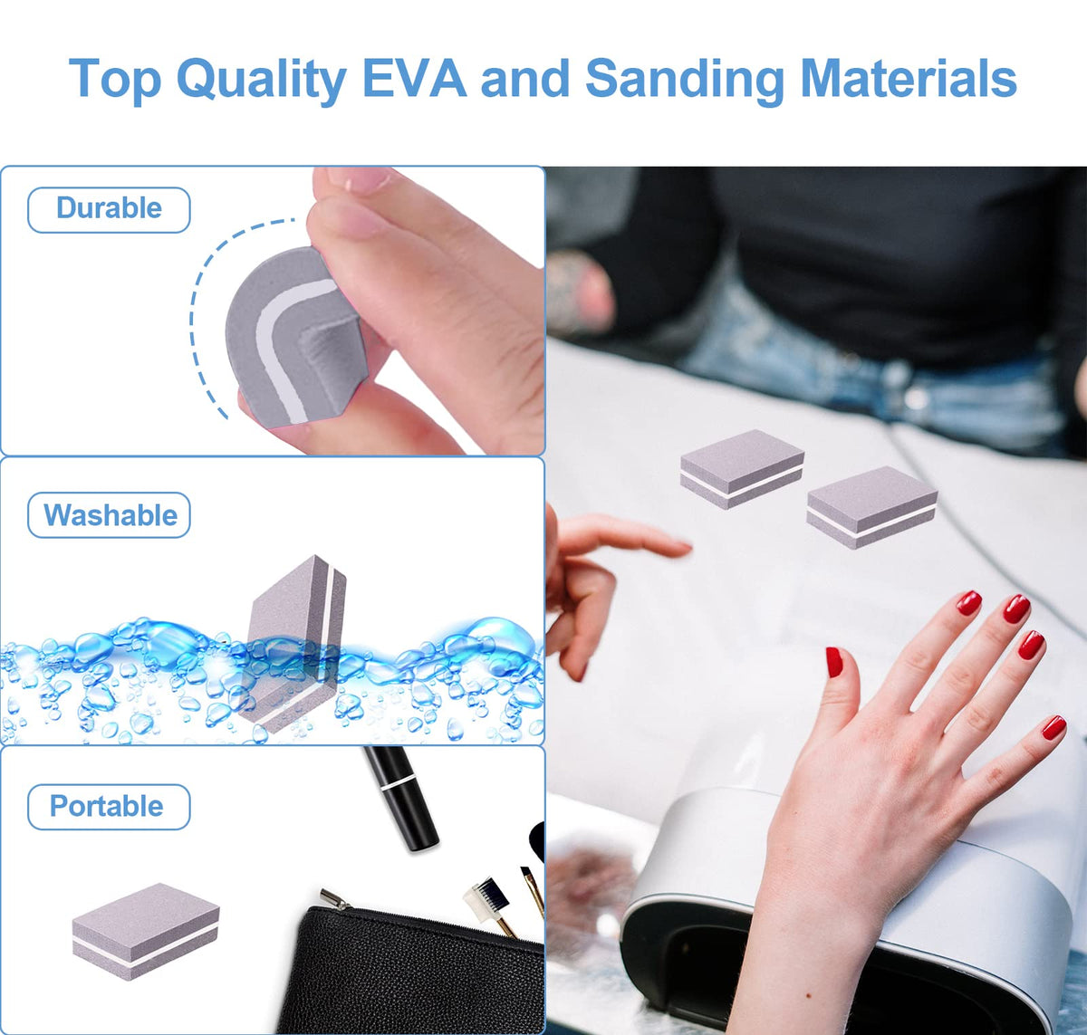 AhaTopia Nail Buffers 100 Pack compact size comparison