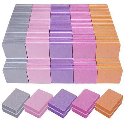 AhaTopia Nail Buffers 100 Pack mini buffer blocks front view