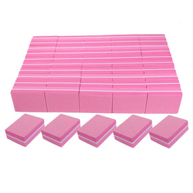 AhaTopia Nail Buffers 50 Pack front view with pink buffer blocks