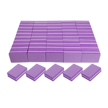 AhaTopia Nail Buffers 50 Pack purple mini buffer blocks front view