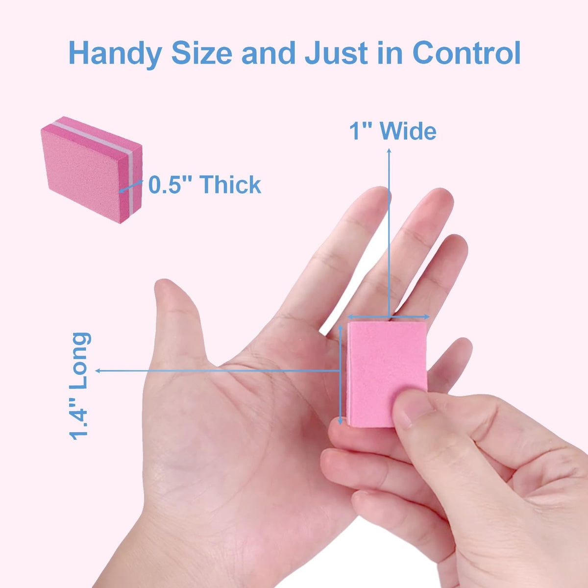 AhaTopia Nail Buffers with packaging dimensions displayed