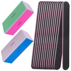 AhaTopia Nail File and Buffer Set 10 pieces with black emery boards