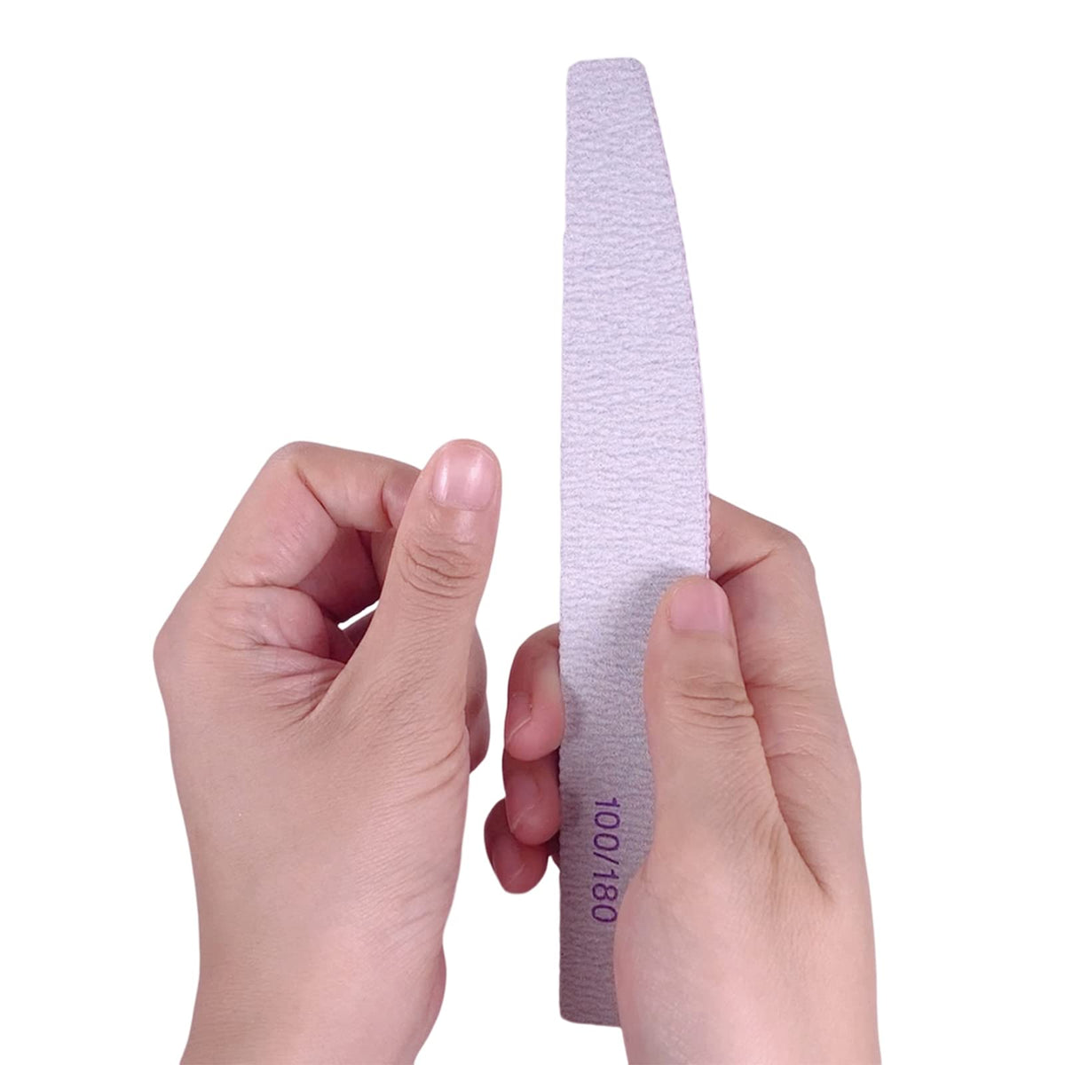AhaTopia nail file in use on acrylic nails