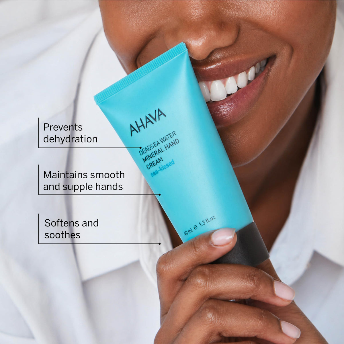 AHAVA Dead Sea Water Mineral Hand Cream texture on hand