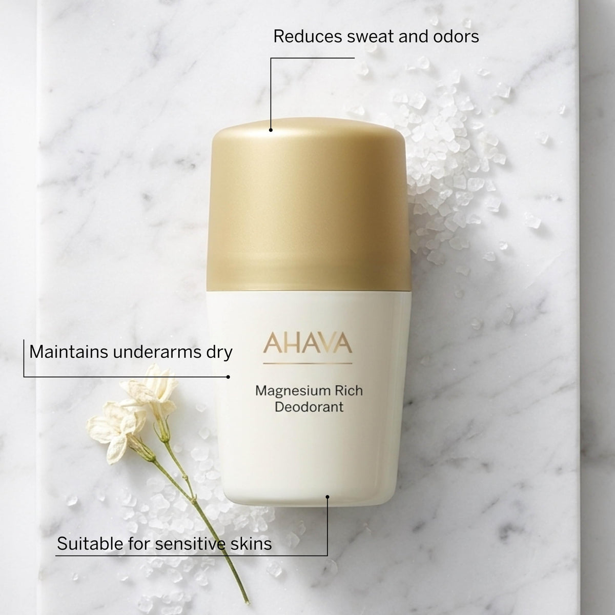 AHAVA deodorant application on skin