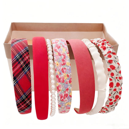 AHONEY 7 Pack Red Headbands assorted styles in packaging