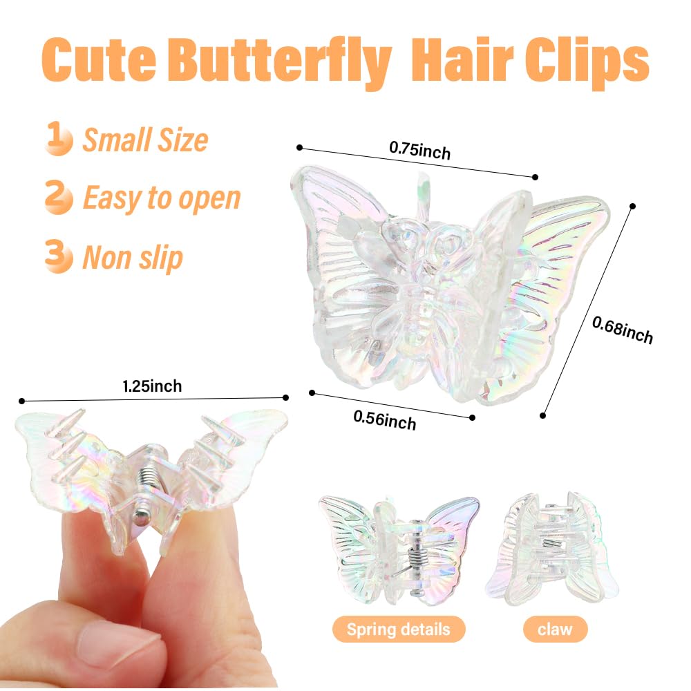 AHONEY Mini Glitter Butterfly Hair Clips in various colours
