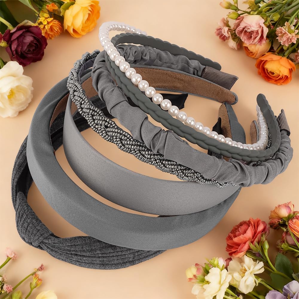 AHONEY pearl headband in grey silver
