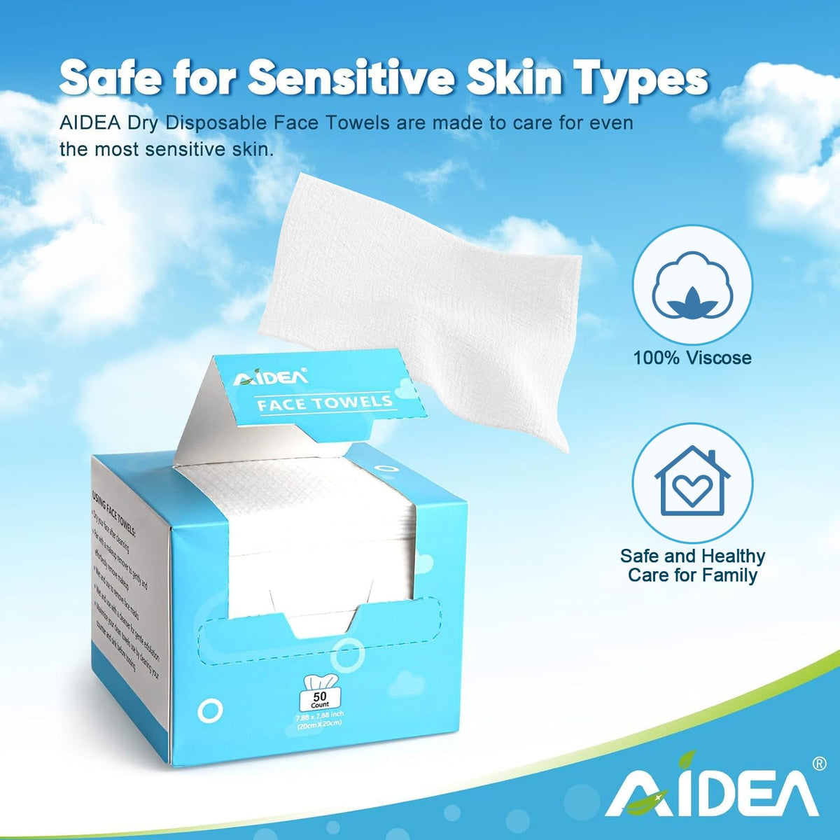 AIDEA Disposable Face Towels 50 count individual pack