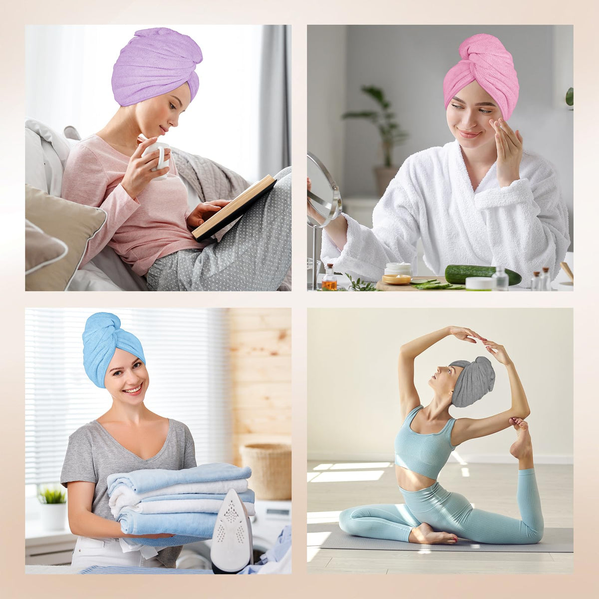 AIDEA Hair Towel Wrap 5 Pack displayed in packaging