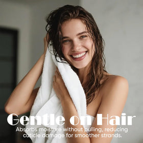 AIDEA Hair Towel Wrap showcasing elastic strap for secure fit