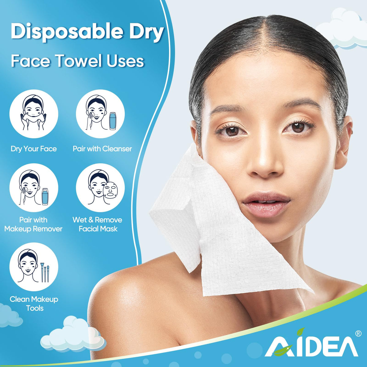 AIDEA XL Face Towels displayed on a bathroom counter