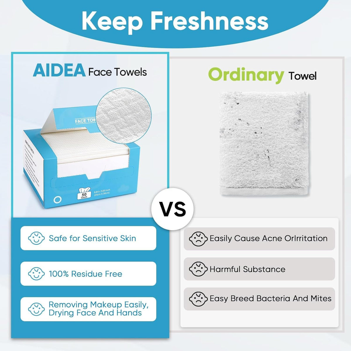 AIDEA XL Face Towels used for makeup removal