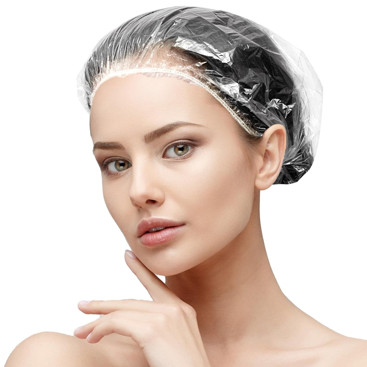 AIDIQIU 50PCS disposable shower caps in clear packaging