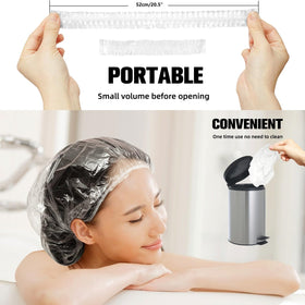 AIDIQIU Disposable Shower Cap stretched to show elasticity