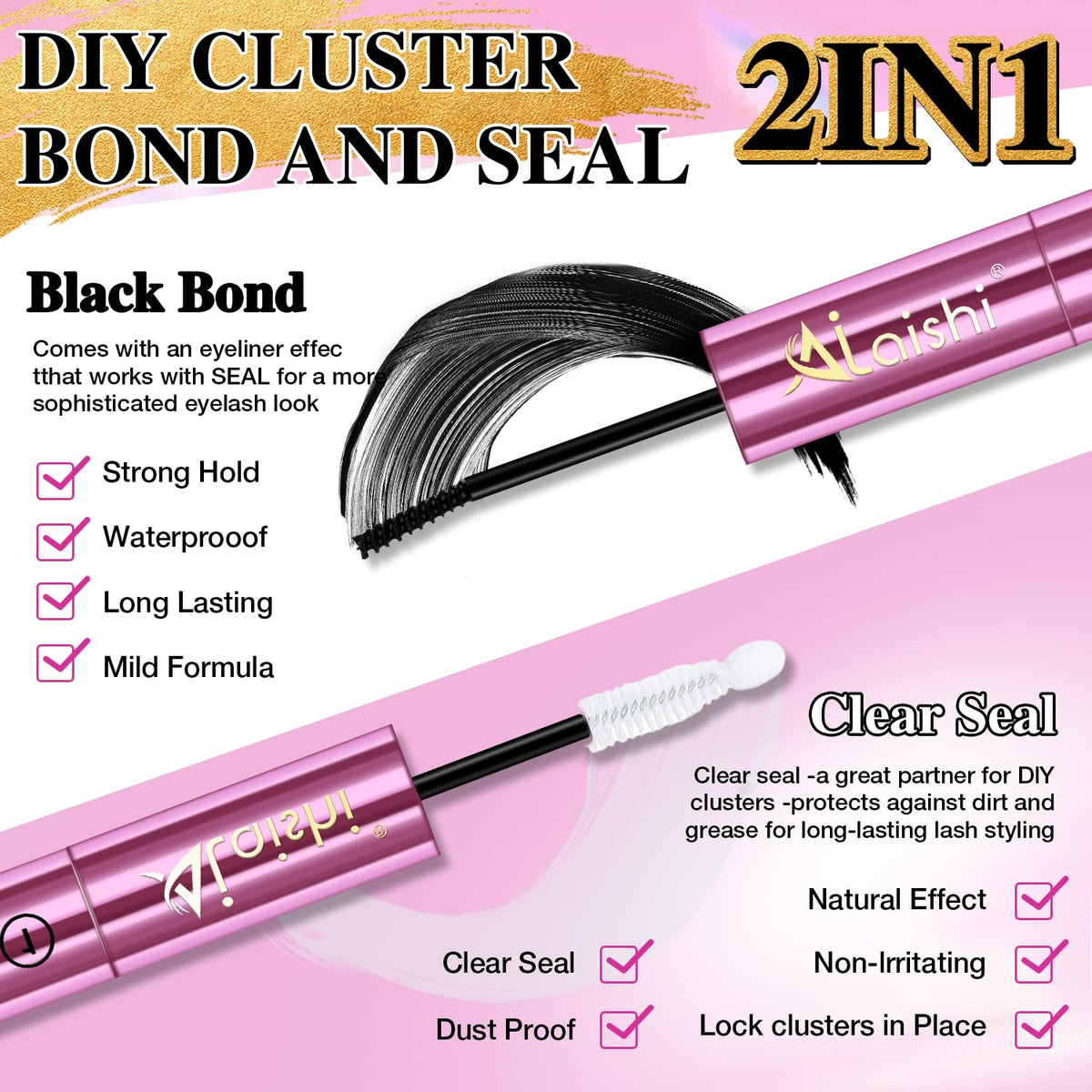AILAISHI Lash Clusters Glue 5ml bottle side view