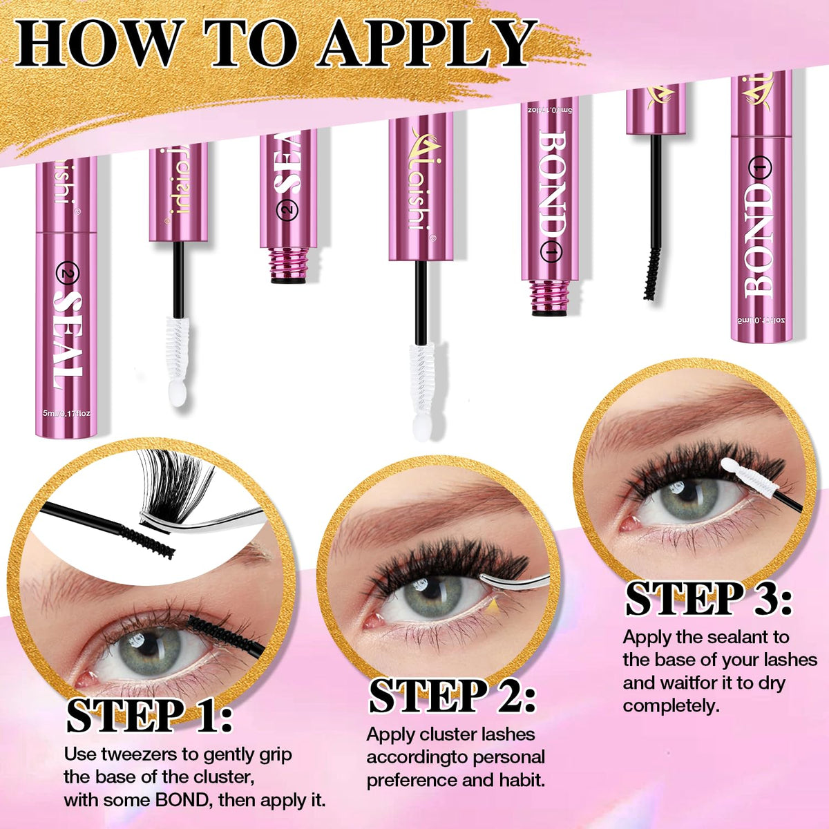 AILAISHI Lash Clusters Glue 5ml bottle with sealant