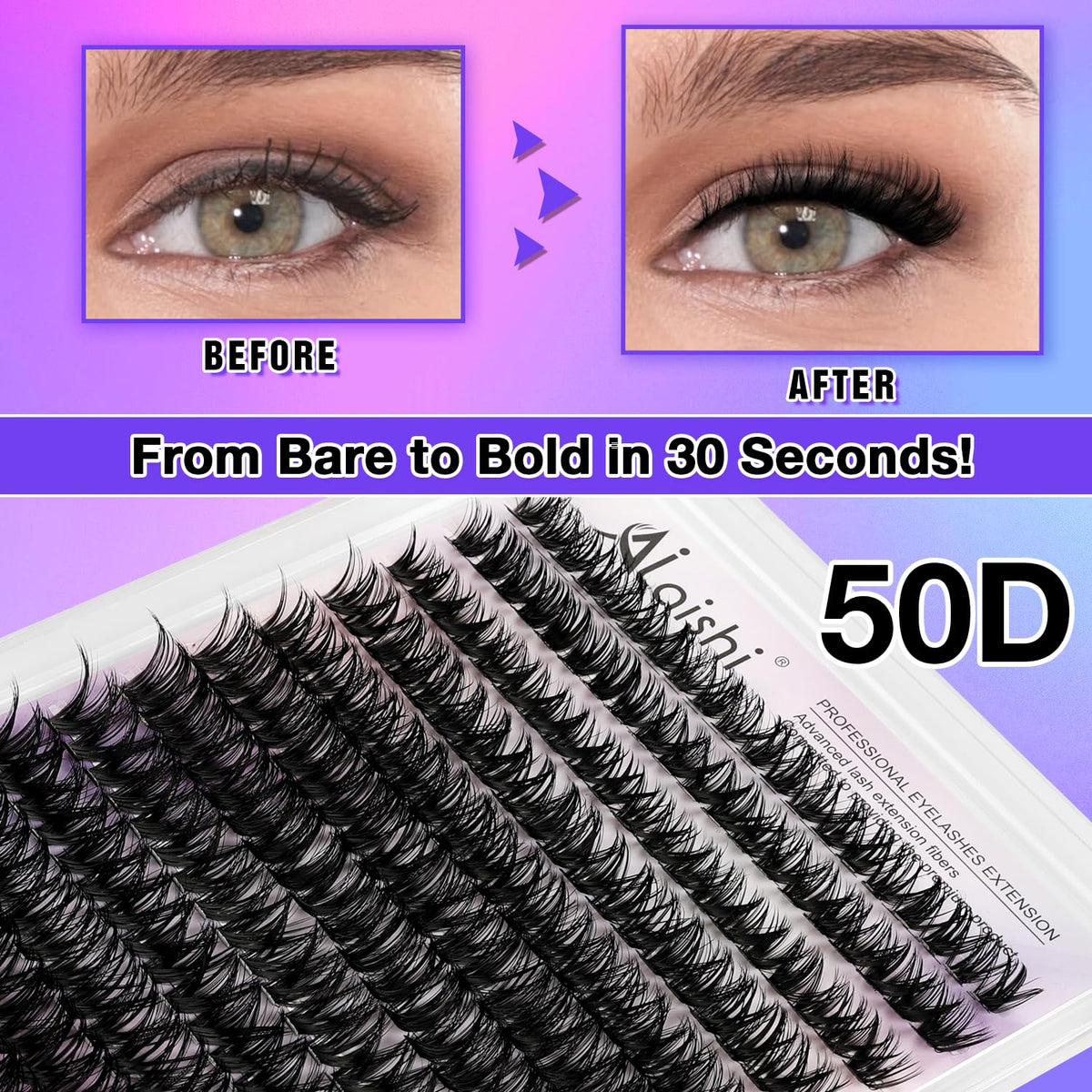AILAISHI Lash Clusters mixed length display