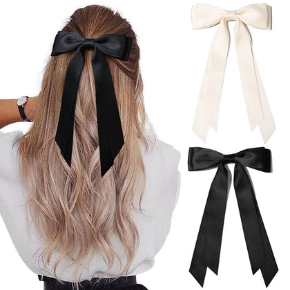 Aileam Hair Bows Beige and Black front view