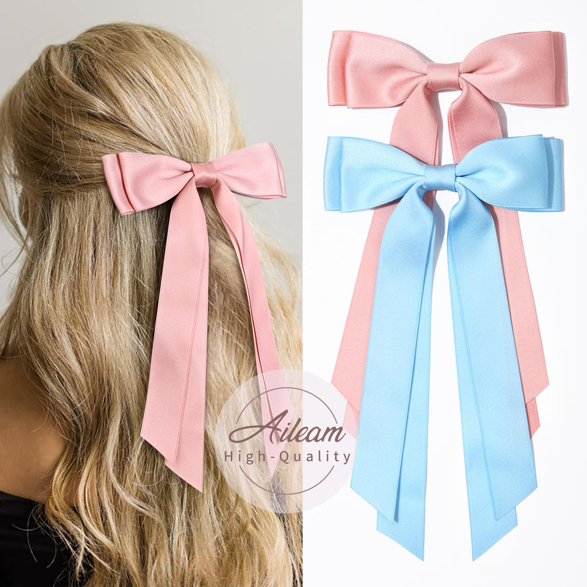Aileam Silky Satin Hair Bow on a headband