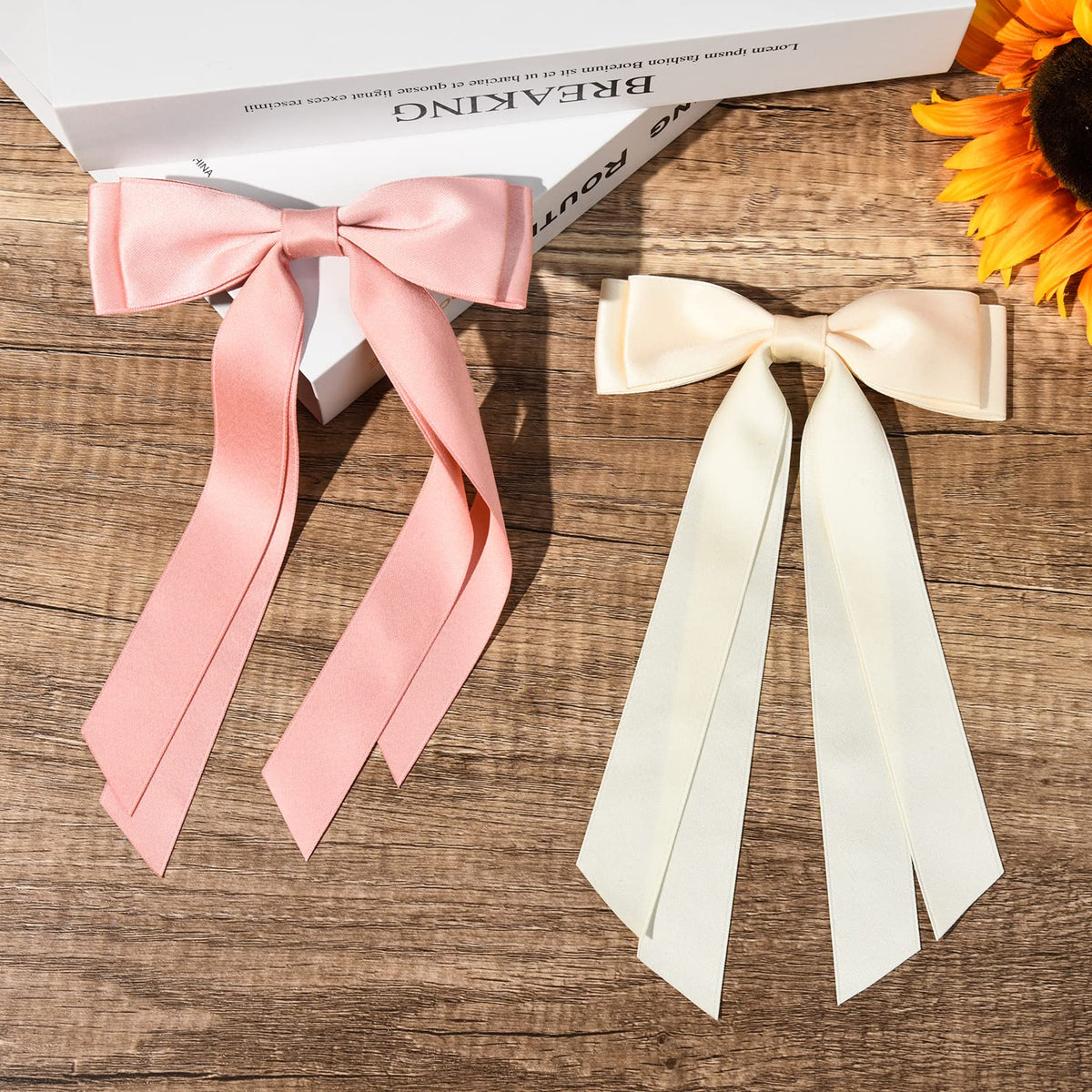 Aileam Silky Satin Hair Bows in packaging