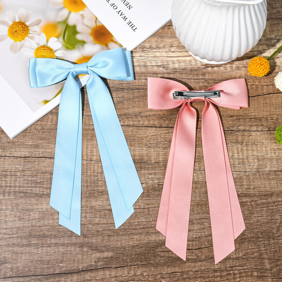 Aileam Silky Satin Hair Bows on a girl's hairstyle