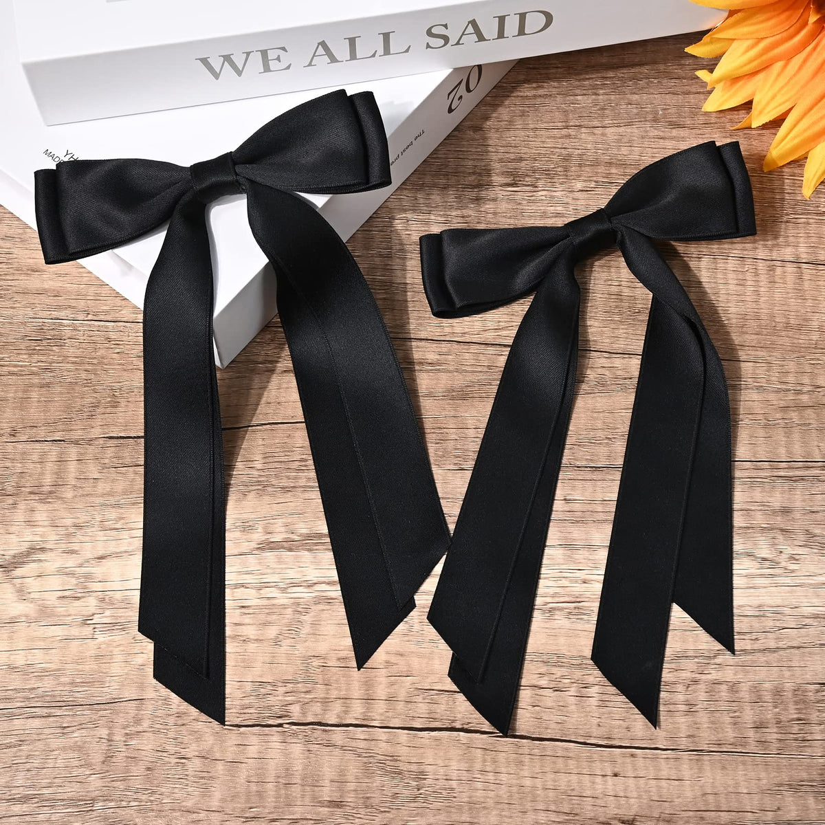 Aileam Silky Satin Hair Bows on a girl's pigtails