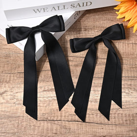 Aileam Silky Satin Hair Bows on a girl's pigtails