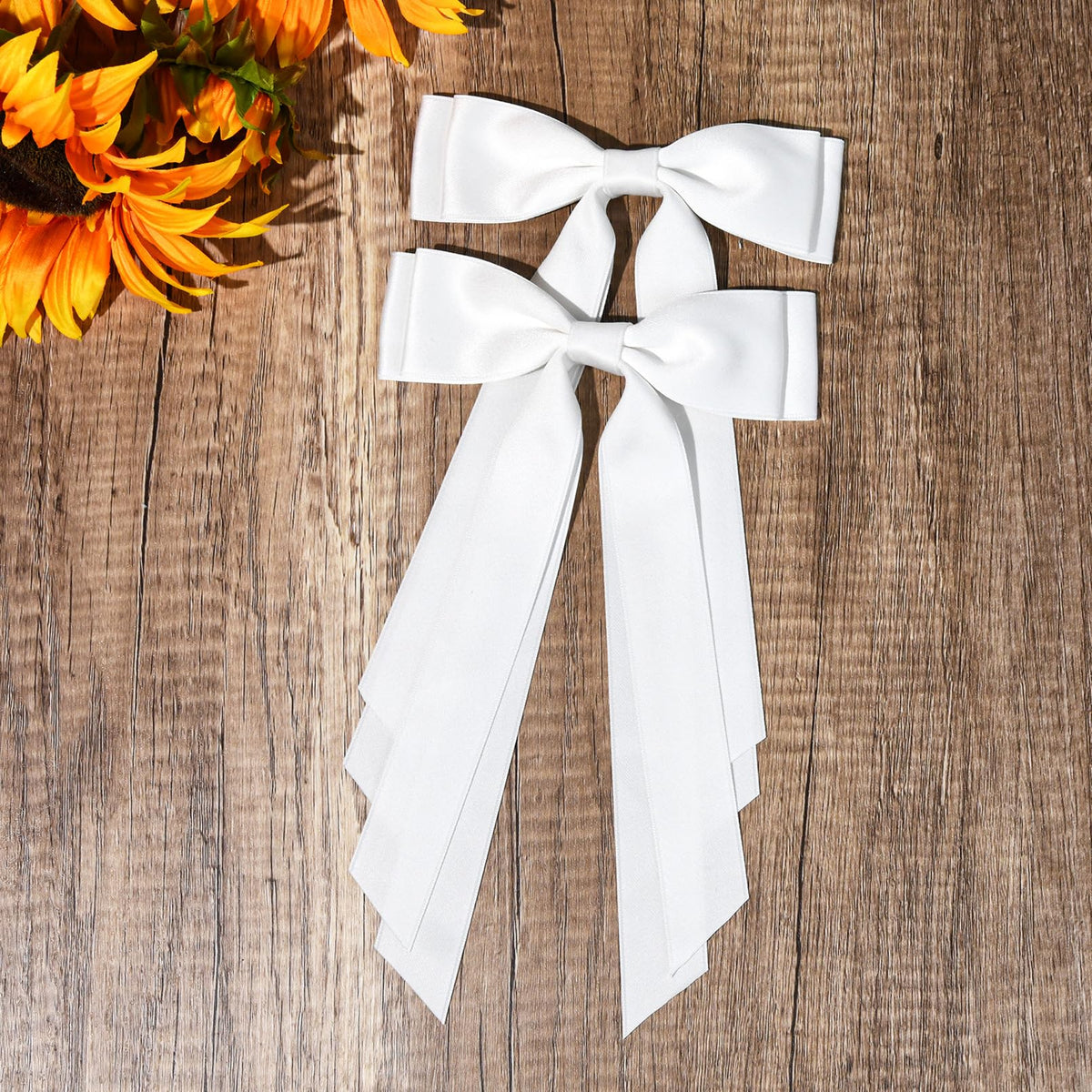 Aileam Silky Satin Hair Bows with various outfit combinations