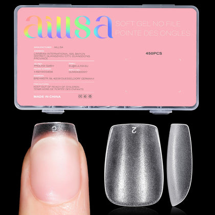 AILLSA Extra Short Coffin Nail Tips front view packaging